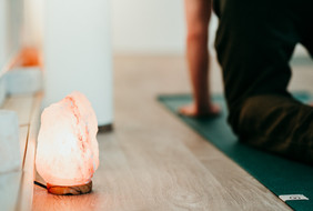 salt lamp and yoga